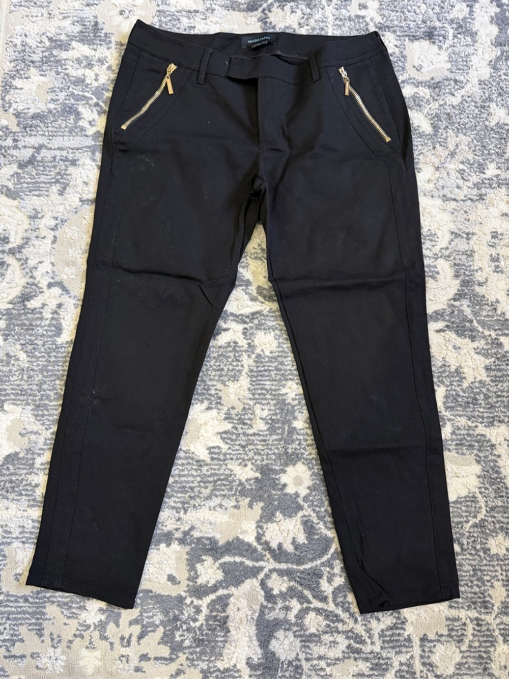 Marciano Black Slim Stretch Chinos with Gold Zippers
